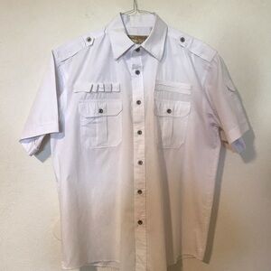 Men's White Short Sleeve Button Down Shirt